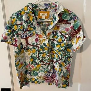 Anthropologie button up printed top